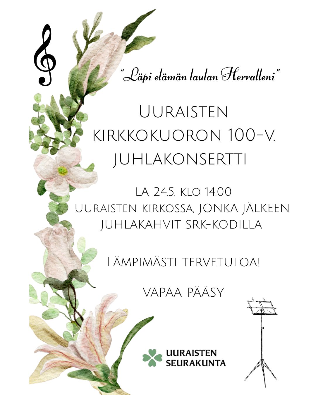 Kirkkokuoron 100-v konsertti ja juhlakahvit